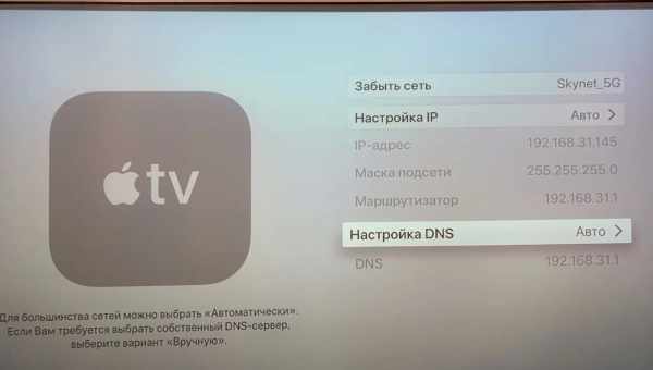 Как поменять DNS-сервер на Apple TV